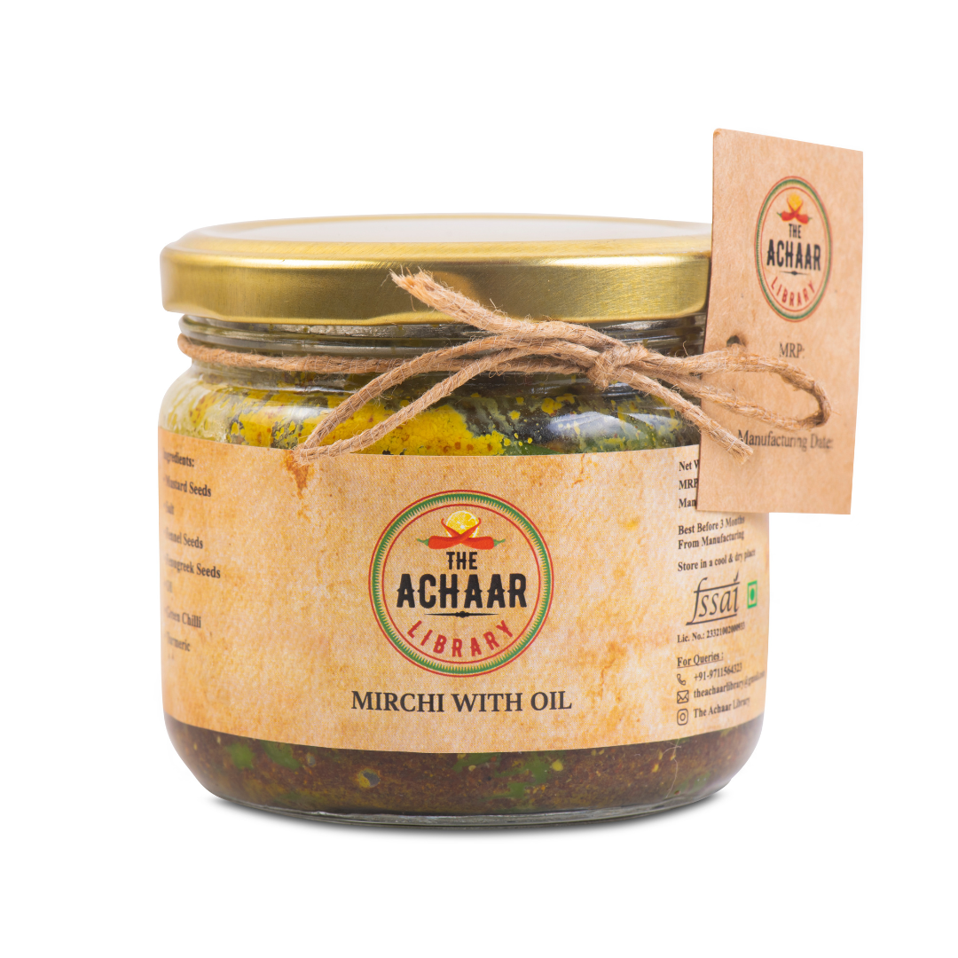 Hari Mirchi Ka Achar with Oil - Green Chilli Pickle - The Achaar Library