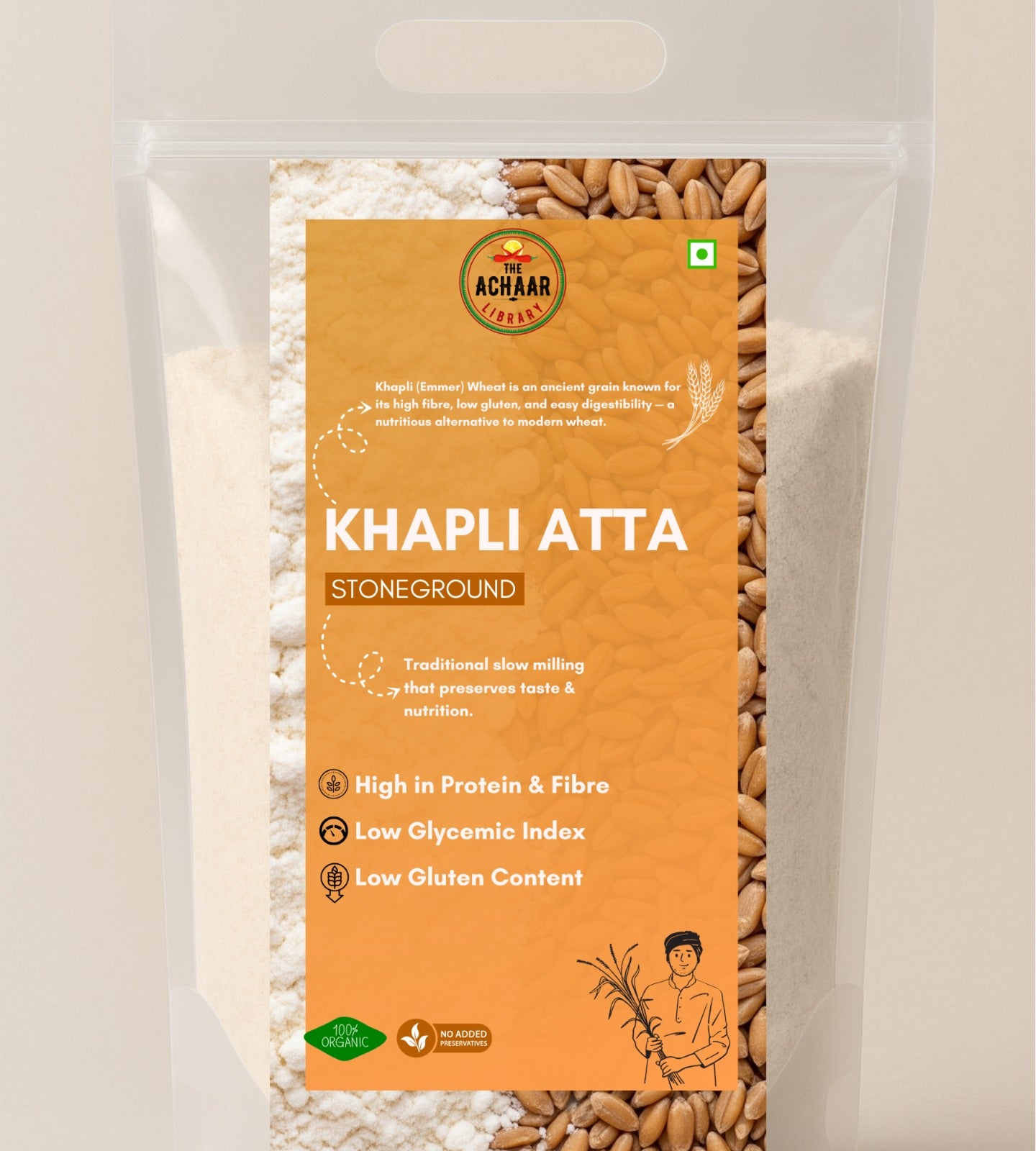 Khapli Wheat Flour (Emmer Wheat Flour) Atta Stone Ground