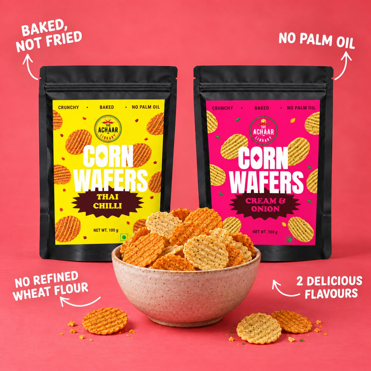 Baked Corn Wafers/Chips (Thai Chilli & Cream & Onion)